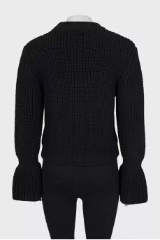 Knitted wool sweater with lettering