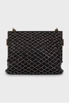 Mini black bag decorated with rhinestones
