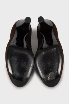 Brown suede open toe shoes