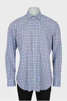 Men's straight cut checkered shirt