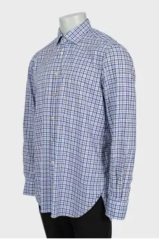 Men's straight cut checkered shirt