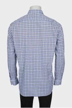 Men's straight cut checkered shirt