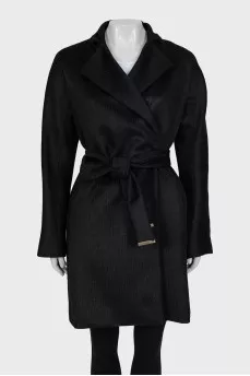 Wool coat with belt