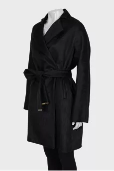 Wool coat with belt