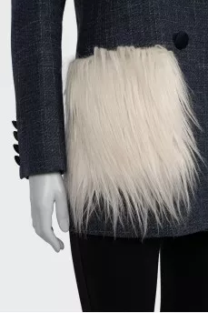 Jacket with patch pockets decorated with fur