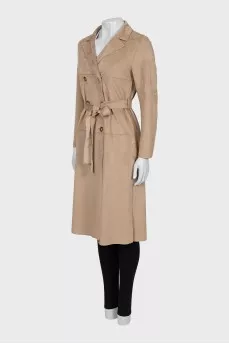 Beige double-breasted raincoat