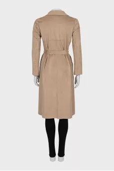 Beige double-breasted raincoat