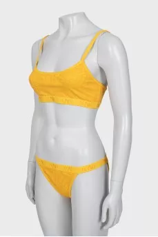Orange swimsuit with tag