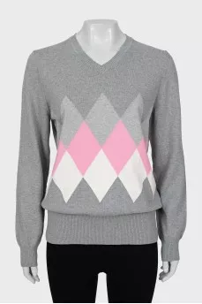 Geometric print jumper with tag