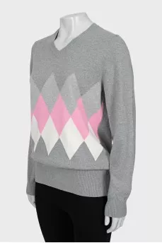 Geometric print jumper with tag
