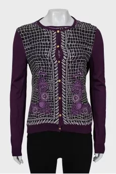 Silk set with a T-shirt and cardigan