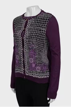 Silk set with a T-shirt and cardigan