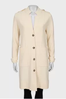 Beige cardigan with patch pockets