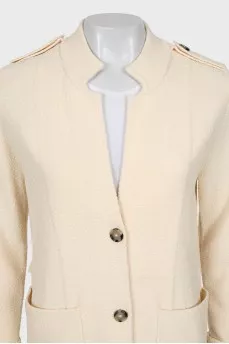 Beige cardigan with patch pockets