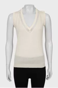 Beige cashmere and silk vest