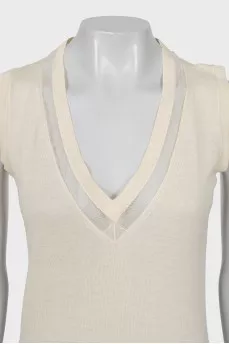 Beige cashmere and silk vest