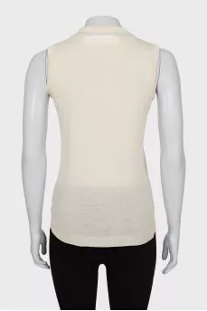 Beige cashmere and silk vest