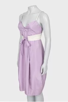 Silk dress with leather belt
