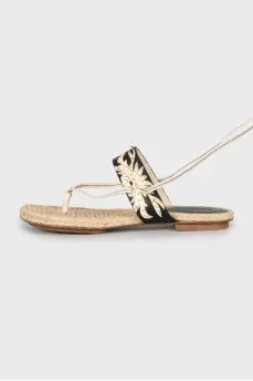 Leather lace-up sandals