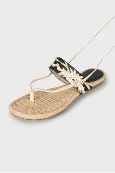 Leather lace-up sandals