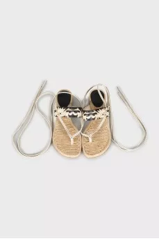 Leather lace-up sandals