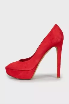 Red suede stiletto heels