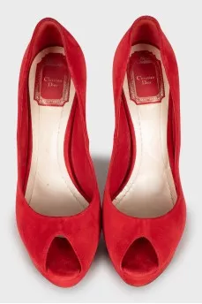 Red suede stiletto heels