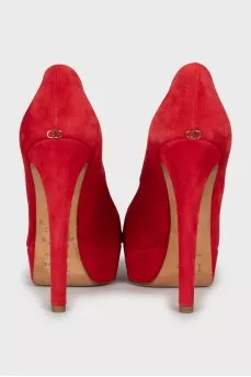 Red suede stiletto heels