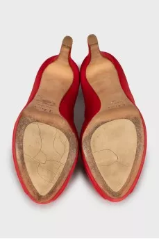 Red suede stiletto heels