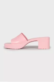 Pink mules with heels