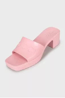 Pink mules with heels