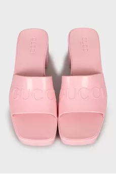 Pink mules with heels