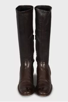 Leather boots with straps