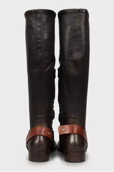 Leather boots with straps