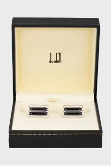 Men's Silver Cufflinks with Black Enamel
