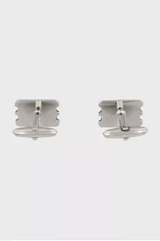 Men's Silver Cufflinks with Black Enamel