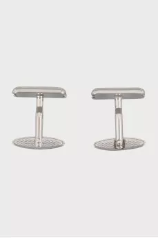 Men's Silver Cufflinks with Black Enamel