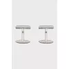 Men's Silver Cufflinks with Black Enamel