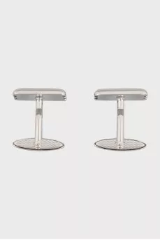 Men's Silver Cufflinks with Black Enamel