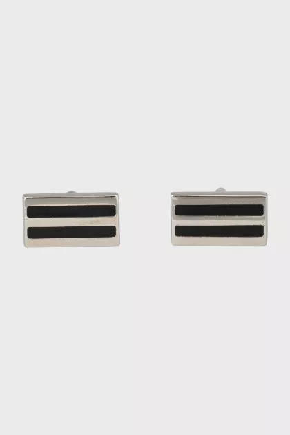 Men's silver enamel cufflinks