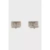 Men's silver enamel cufflinks