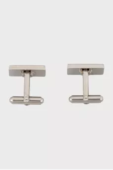 Men's silver enamel cufflinks