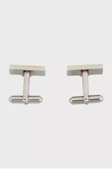 Men's silver enamel cufflinks