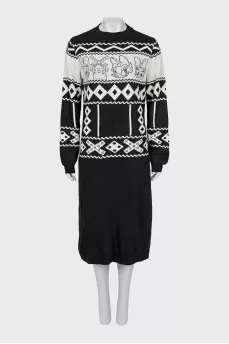 Two-tone printed dress