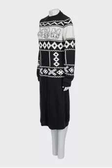 Two-tone printed dress