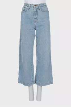 Wide leg blue jeans