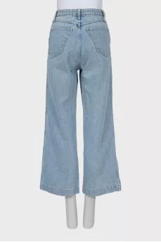 Wide leg blue jeans