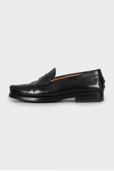 Leather loafers with relief heel