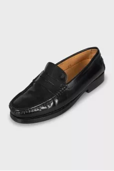 Leather loafers with relief heel