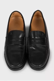Leather loafers with relief heel